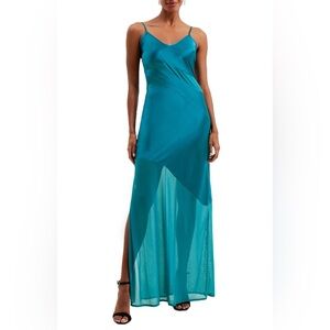 French Connection Inu Slip & Mesh Dress - Teal - Size 12 - NWT